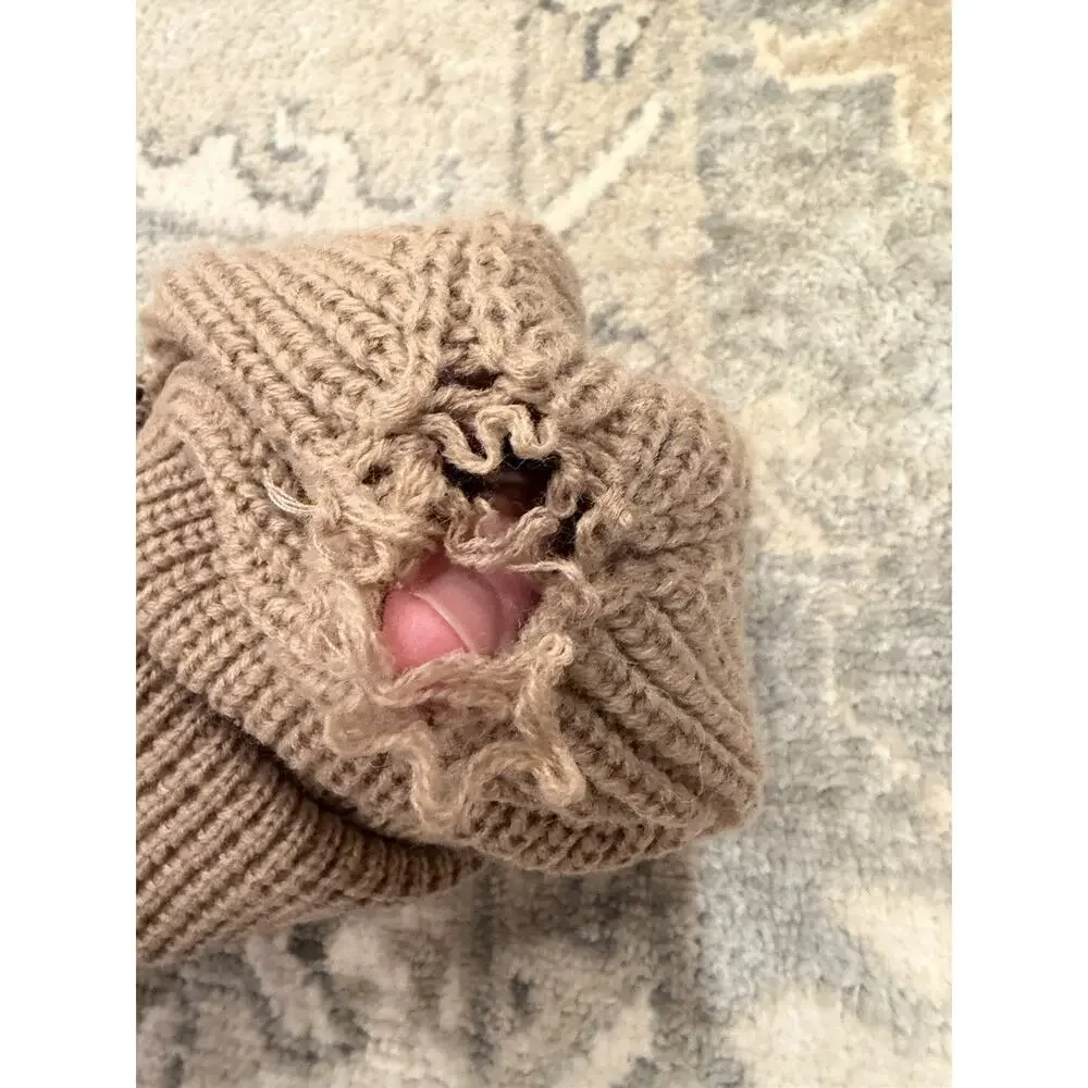 All Saints Camel Ribbed Knit Cuff Beanie $60 New With Flaw